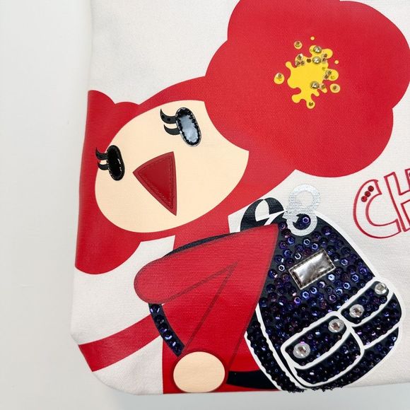 Coach Poppy-Chan Cherry Evie Tote Japanese Kawaii Pink Shoulder Bag 15542 Canvas - Picture 3 of 15